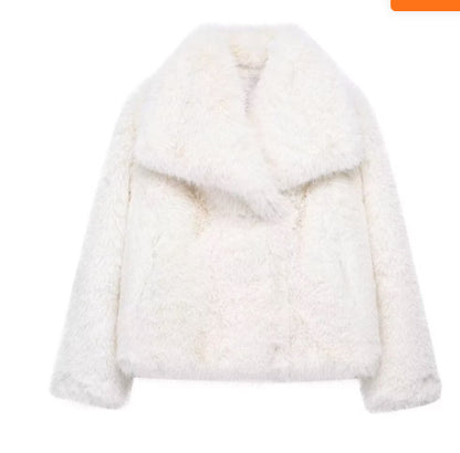 Women's Winter Plush Coat – Warm Fluffy Lapel Jacket