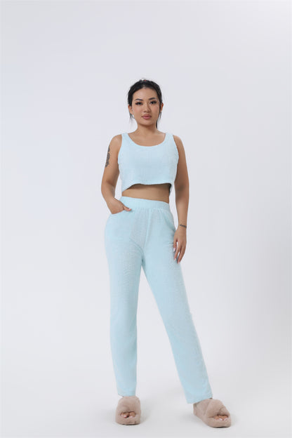 Cozy 3 Piece Pajama Lounge Set – Soft Fluffy Loungewear for Women