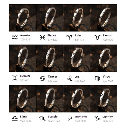 Twelve Constellation Open Ring – Zodiac Sign Jewelry for Women