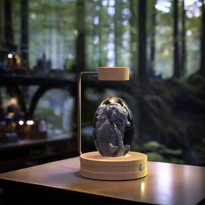 3D Crystal Ball Night Light – USB Wooden Base Bedside Lamp