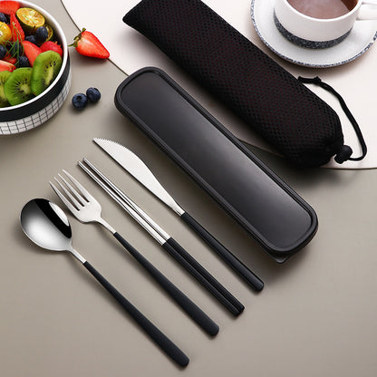 304 Stainless Steel Portable Cutlery Set – Gold Knife, Fork & Spoon with Case for Camping & Travel