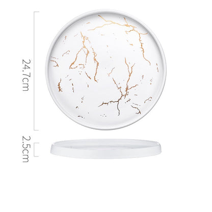 Nordic Style Marble Ceramic Plate – Household Elegant Dining Dish