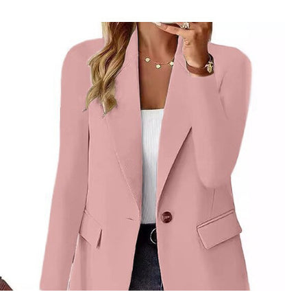 Women's Lapel Button Suit Jacket – Casual Commuter Style