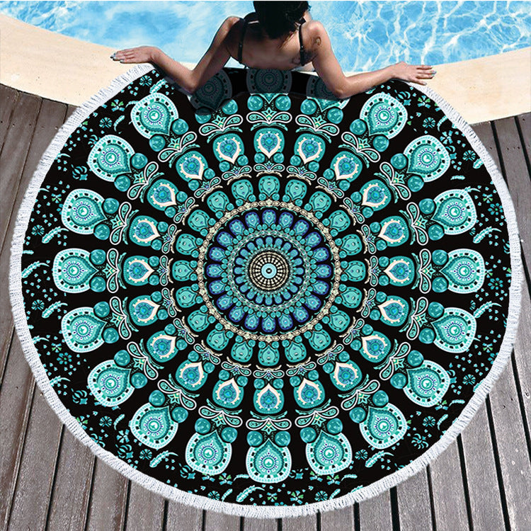 Printed Round Beach Towel – Large Microfiber Towel 150cm