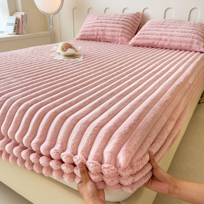 Autumn & Winter Imitation Angora Thickened Fitted Sheet – Soft Student Dormitory Bed Sheet