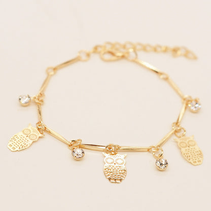Golden Owl Tassel Bracelet – Ethnic Style Alloy Jewelry for Women