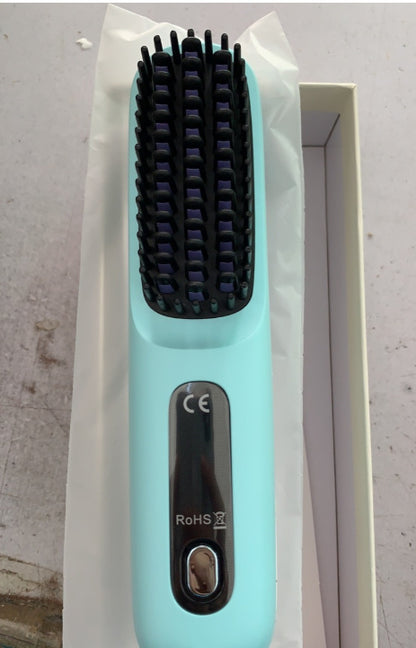 2-in-1 Wireless Hair Straightener Brush | Cordless Hot Comb with LCD & USB Charging