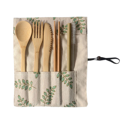 Portable Bamboo Tableware Set – 6-Piece Eco-Friendly Cutlery for Travel & Outdoor