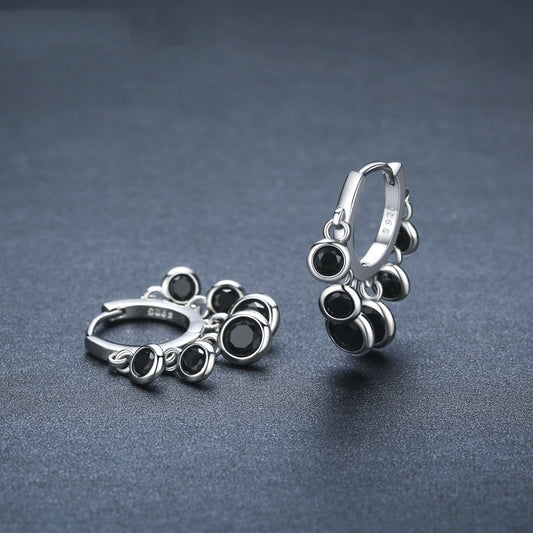 Round Zircon Tassel Copper Earrings – Exaggerated Fashion Jewelry for Women