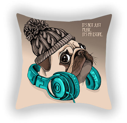 Blue Series Pet Dog Print Pillow Cover – Sofa, Balcony & Car Cushion Case for Dog Lovers
