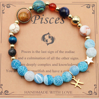 Zodiac Natural Stone Bracelet – Constellation Beaded Bracelet with Agate & Shoushan Stone