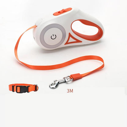 Retractable Dog Leash with Collar – One-Button Brake for Small & Medium Dogs