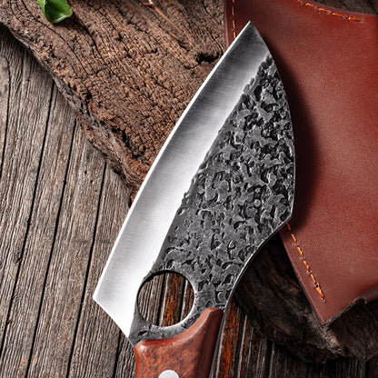 Forged Picnic Knife – Sharp Non-Grinding Outdoor Knife with Leather Sheath