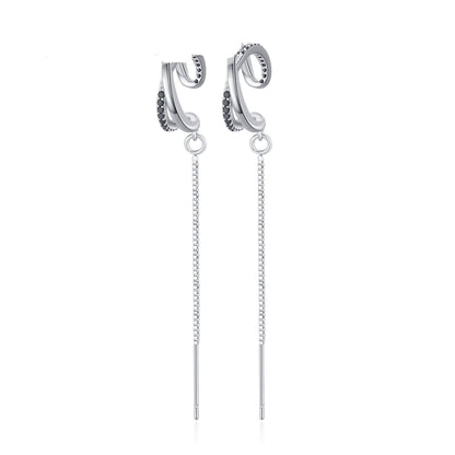 Geometric Tassel Ear Clip – Light Luxury Copper Earrings for Women
