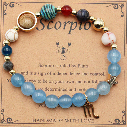 Zodiac Natural Stone Bracelet – Constellation Beaded Bracelet with Agate & Shoushan Stone