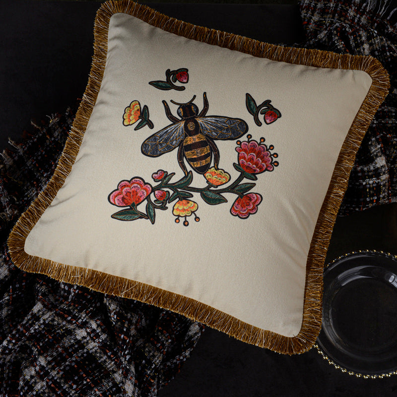 Retro Tassel Sofa Cushion Pillow 45x45cm – European Style Nature Print Backrest Pillow with Thick Rope or Tassel | 9 Designs