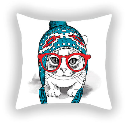 Blue Series Pet Dog Print Pillow Cover – Sofa, Balcony & Car Cushion Case for Dog Lovers