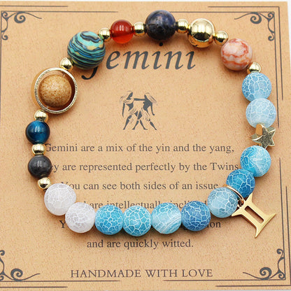 Zodiac Natural Stone Bracelet – Constellation Beaded Bracelet with Agate & Shoushan Stone