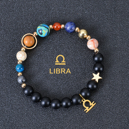 Eight Planets Zodiac Bracelet – Frosted Natural Stone Beads for All 12 Signs
