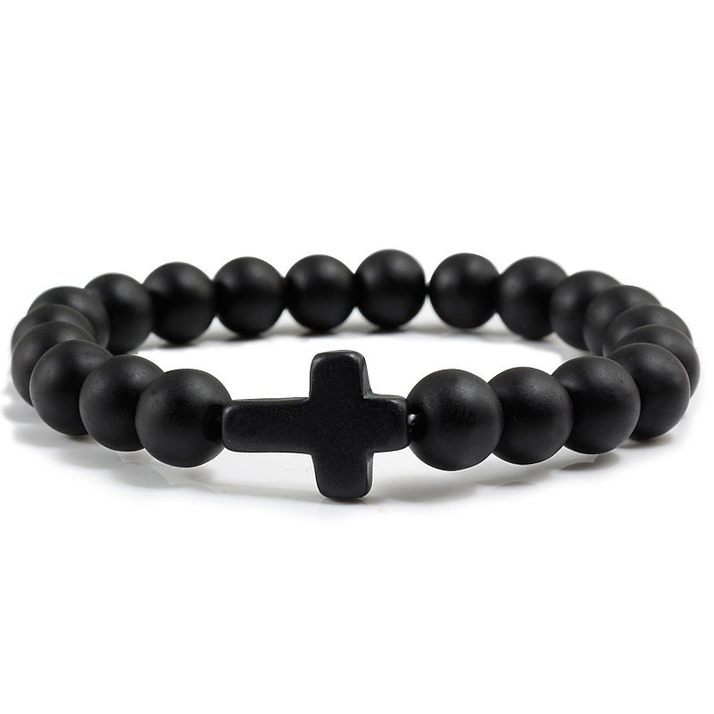 Turquoise Cross Bead Bracelet – Colorful Natural Stone Jewelry for Men & Women
