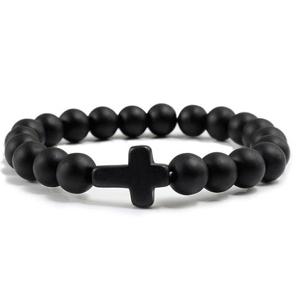 Turquoise Cross Bead Bracelet – Colorful Natural Stone Jewelry for Men & Women