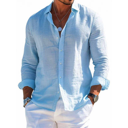 Men's Long Sleeve Casual Shirt – Loose Lapel Button-Up Plus Size