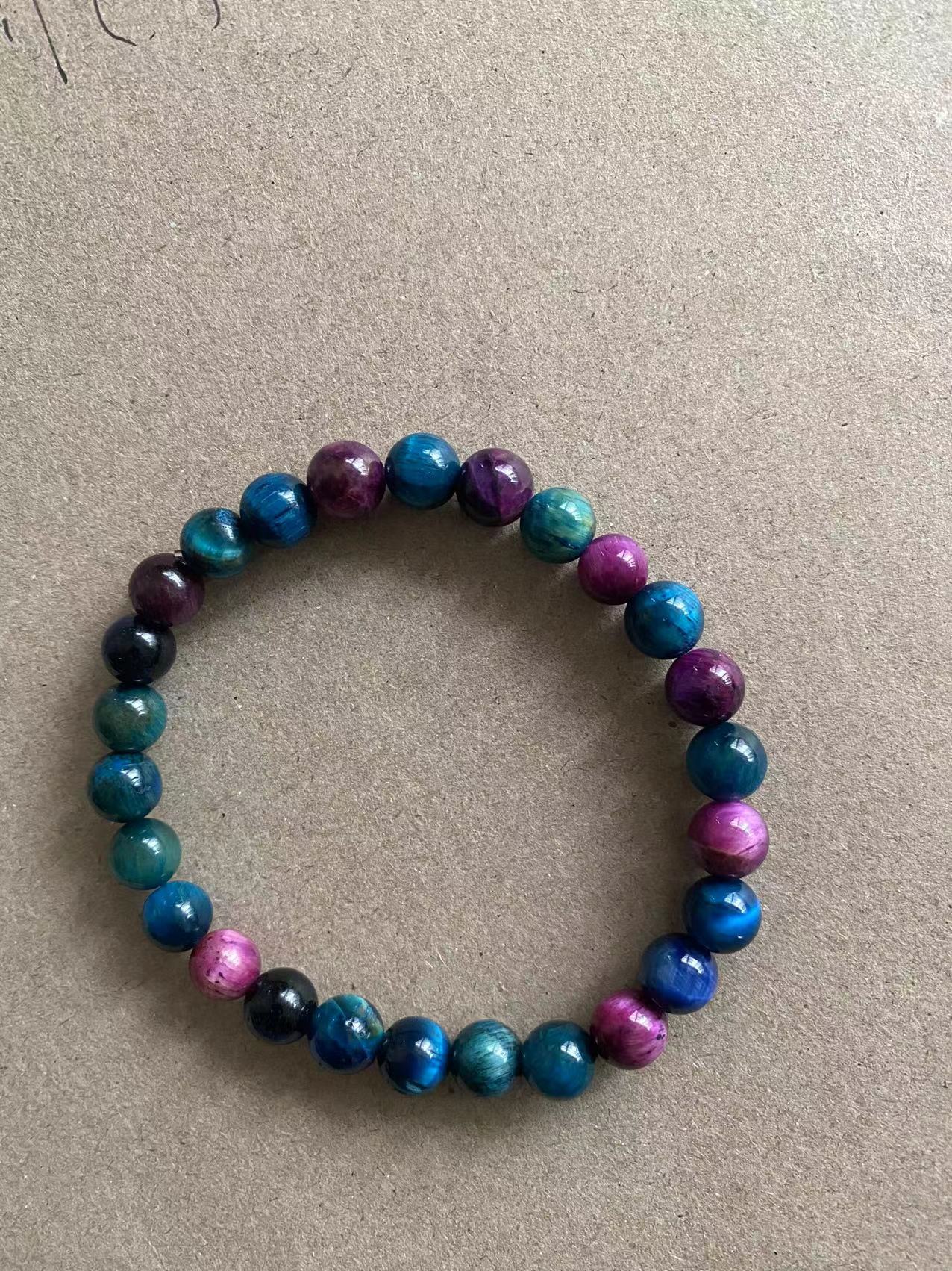 Natural Stone 8mm Bead Bracelet – Handmade Colorful Gemstone Jewelry for Men