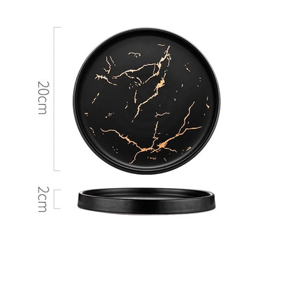 Nordic Style Marble Ceramic Plate – Household Elegant Dining Dish