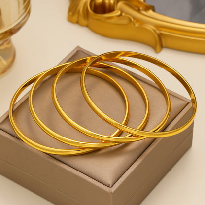 18K Gold-Plated Copper Circle Bracelet – Minimalist Elegant Jewelry for Women