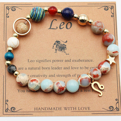 Zodiac Natural Stone Bracelet – Constellation Beaded Bracelet with Agate & Shoushan Stone