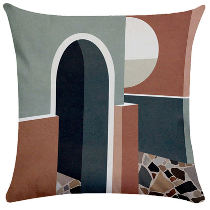 Geometric Building Print Pillowcase – Architectural Decorative Cushion Cover for Sofa & Home