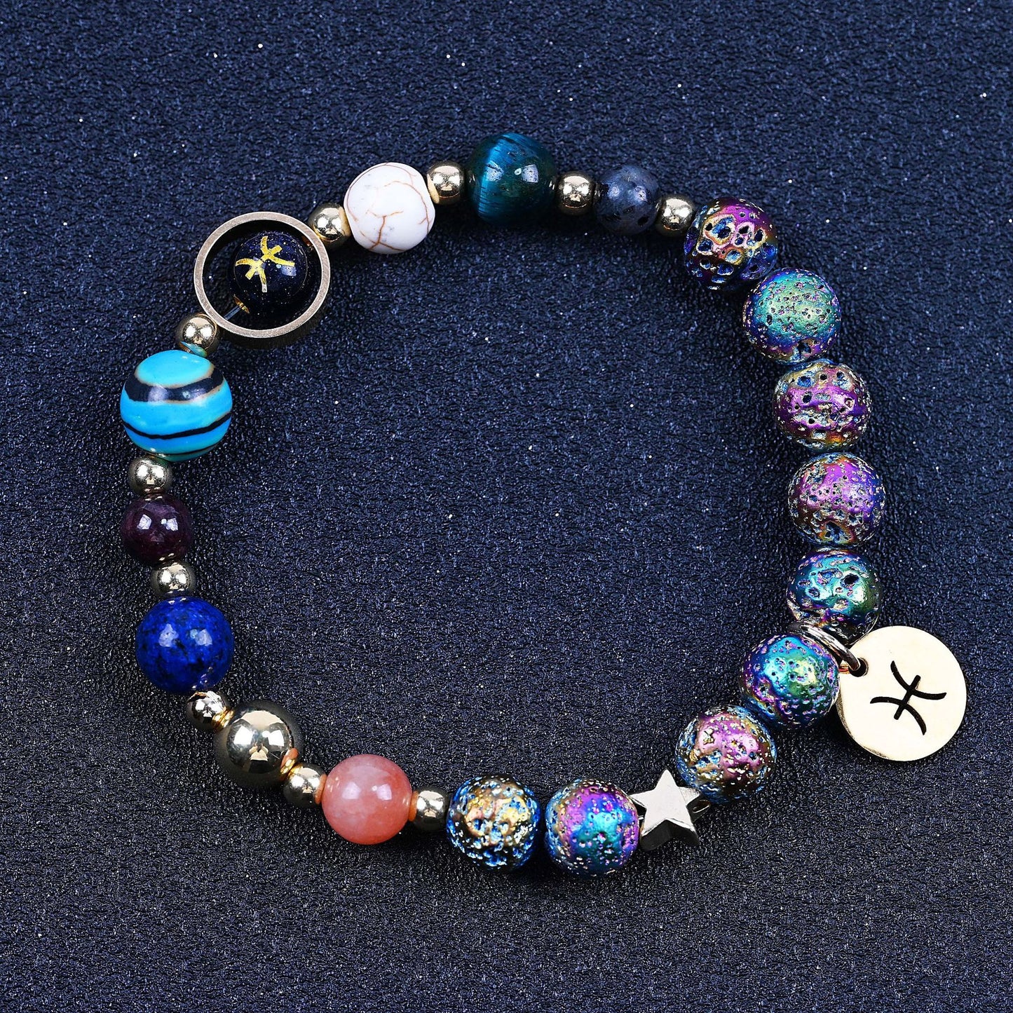 Zodiac Constellation Volcanic Rock Bracelet – Natural Stone Beads for All 12 Signs