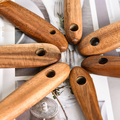 Teak Natural Wood Kitchen Utensil Set – Spoon, Ladle, Turner, Colander & Skimmer Cooking Tools