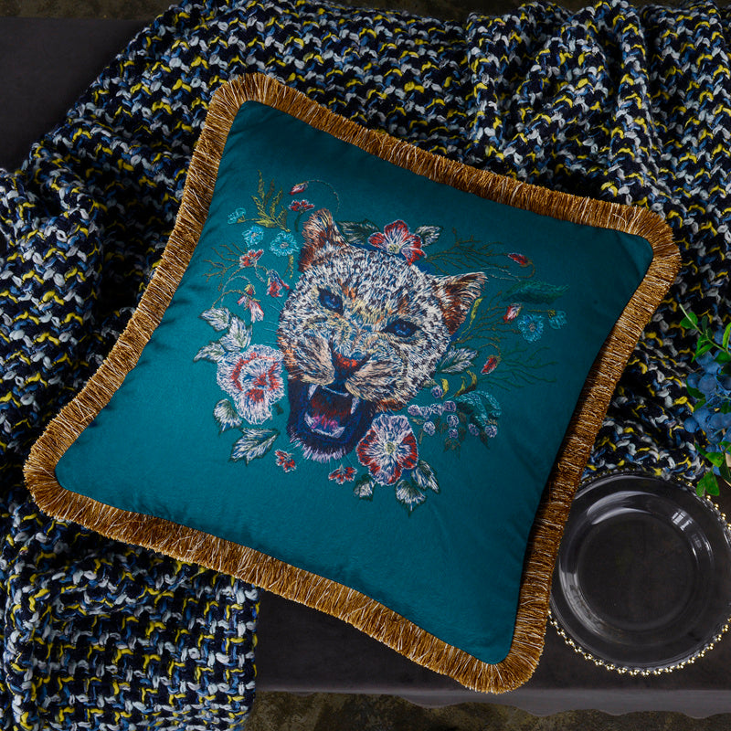 Retro Tassel Sofa Cushion Pillow 45x45cm – European Style Nature Print Backrest Pillow with Thick Rope or Tassel | 9 Designs