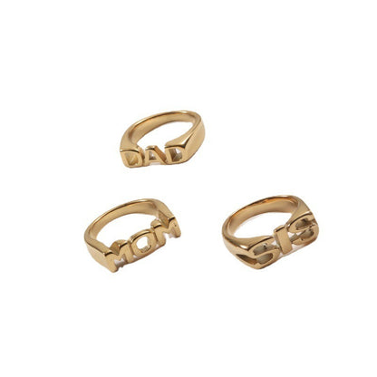 18K Gold Plated Letter Seal Titanium Steel Ring – Fashion Jewelry