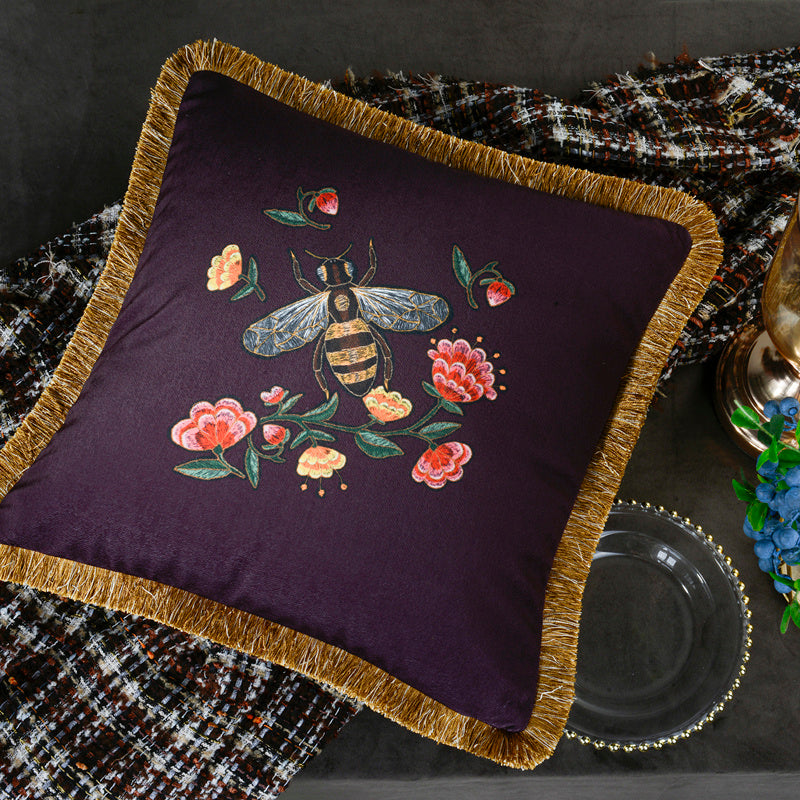 Retro Tassel Sofa Cushion Pillow 45x45cm – European Style Nature Print Backrest Pillow with Thick Rope or Tassel | 9 Designs