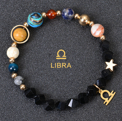 Eight Planets Zodiac Bracelet – Frosted Natural Stone Beads for All 12 Signs