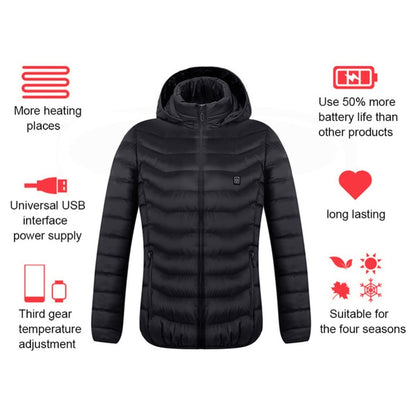 USB Electric Heated Jacket – Thermal Winter Coat with Removable Hood