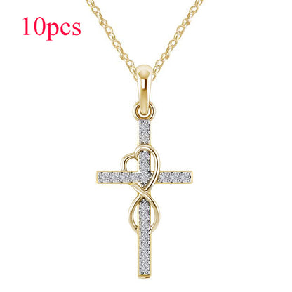 Cross Necklace with Diamond Pendant – Gold, Rose Gold & Silver