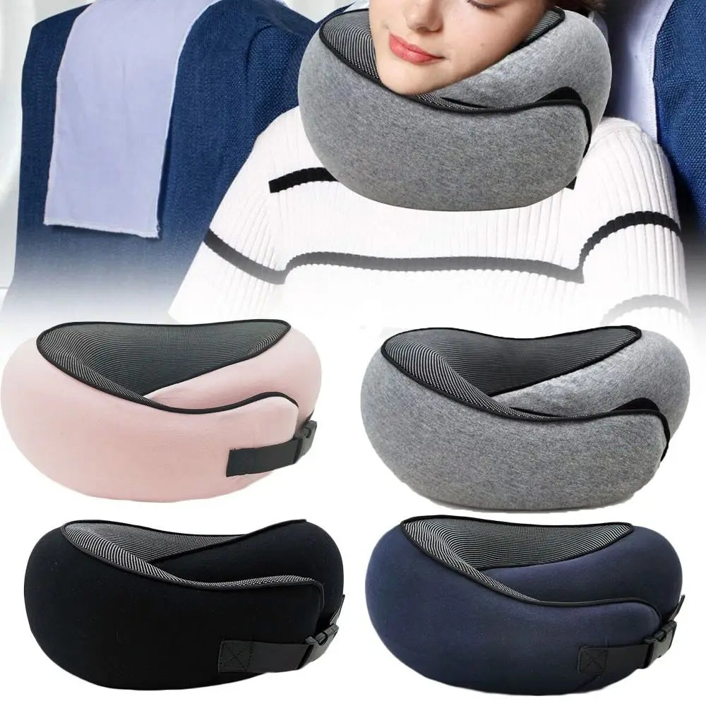 U-Shape Memory Foam Travel Neck Pillow – Adjustable Support for Airplane, Car & Office