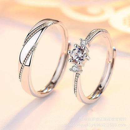 925 Sterling Silver Couple Wedding Ring – Pair Ring for Women