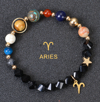 Eight Planets Zodiac Bracelet – Frosted Natural Stone Beads for All 12 Signs