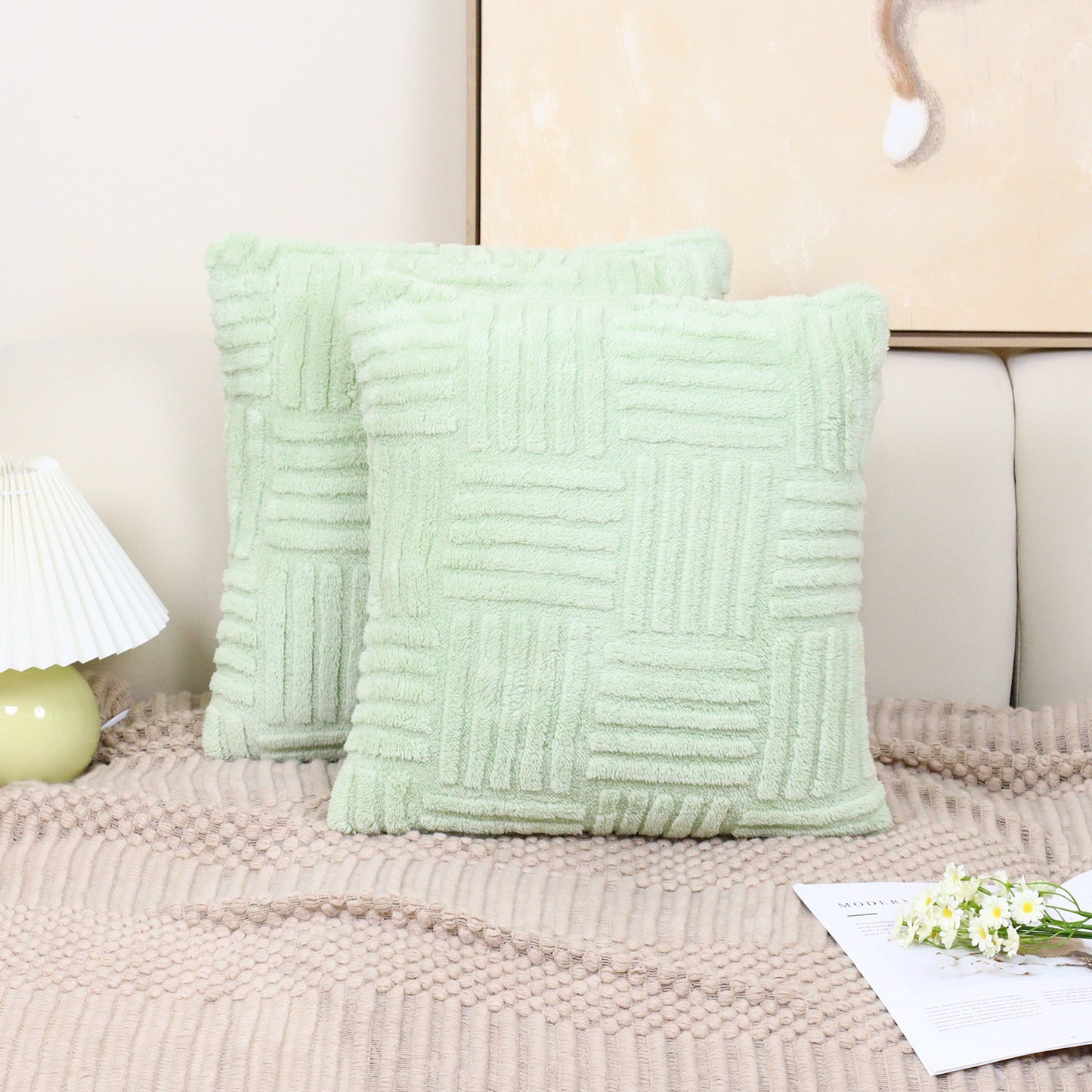 Woven Plush Pillowcase – Soft Textured Cushion Cover for Sofa & Bedroom Decor