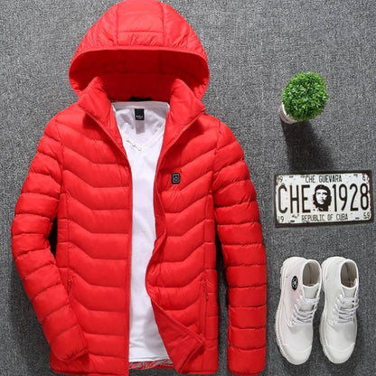USB Electric Heated Jacket – Thermal Winter Coat with Removable Hood