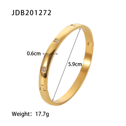 Gold-Plated Stainless Steel Bracelet with Zirconia – Trendy Women’s Jewelry