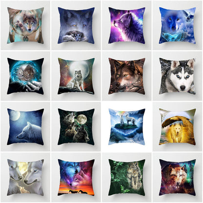 3D Fluorescent Wolf Polyester Pillowcase – Home Decoration Cushion Cover (No Pillow Core)