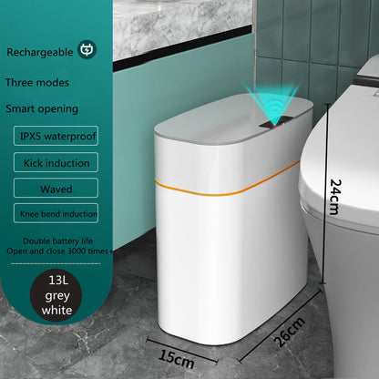 Smart Sensor Trash Can with Lid – Auto Open, UV Sterilization & Odor Control