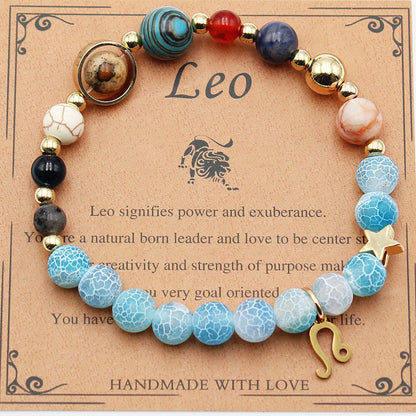 Zodiac Natural Stone Bracelet – Constellation Beaded Bracelet with Agate & Shoushan Stone