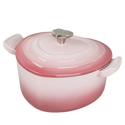 Heart-Shaped Enameled Cast Iron Dutch Oven – Soup & Stew Pot for All Stove Tops