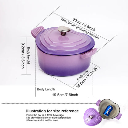 Heart-Shaped Enameled Cast Iron Dutch Oven – Soup & Stew Pot for All Stove Tops